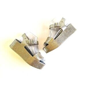 MELISSA Women's Mar Platform Sandals Gold Glitter 7 38 Slingback Jelly Sparkly